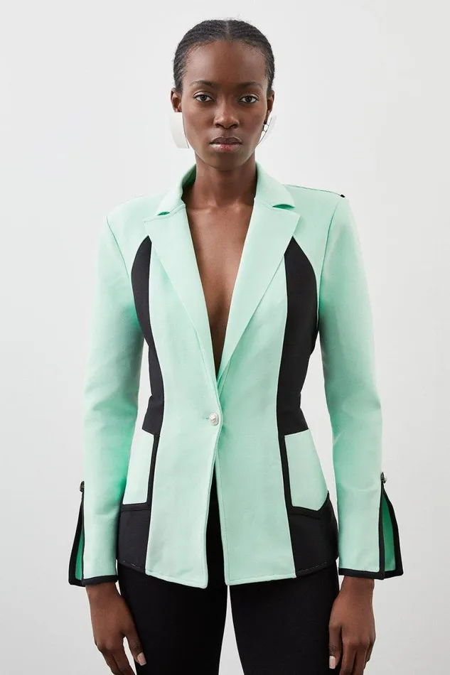Coats and Jackets Women Karen Millen Figure Form Bandage Colour Block Knit Jacket Multi Coats and Jackets Women Karen Millen Figure Form Bandage Colour Block Knit Jacket Multi