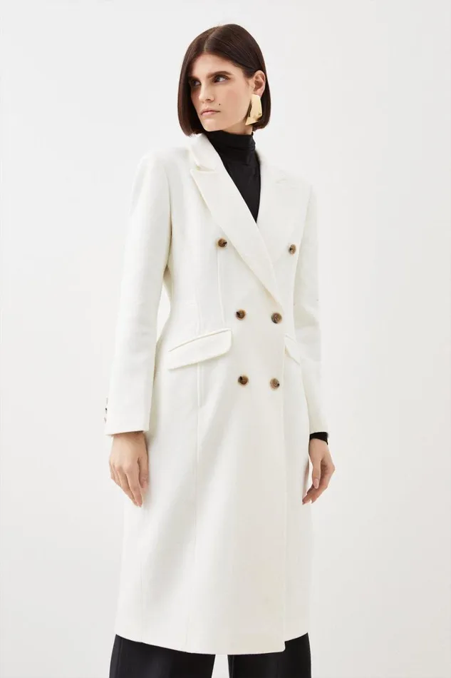 Coats and Jackets Women Karen Millen Italian Manteco Wool Hourglass Coat Ivory Coats and Jackets Women Karen Millen Italian Manteco Wool Hourglass Coat Ivory