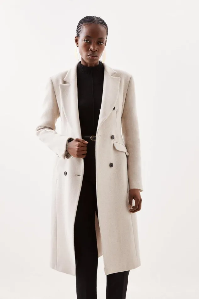 Coats and Jackets Women Karen Millen Italian Manteco Wool Hourglass Coat Oatmeal Coats and Jackets Women Karen Millen Italian Manteco Wool Hourglass Coat Oatmeal