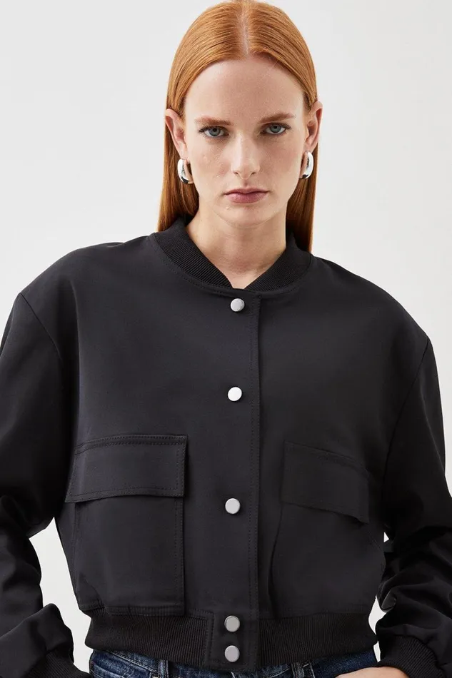 Coats and Jackets Women Karen Millen Tailored Pocket Detail Bomber Jacket Black
