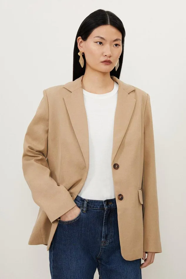 Coats and Jackets Women Karen Millen Tencel Wrap Back Detail Relaxed Tailored Blazer Tan Coats and Jackets Women Karen Millen Tencel Wrap Back Detail Relaxed Tailored Blazer Tan