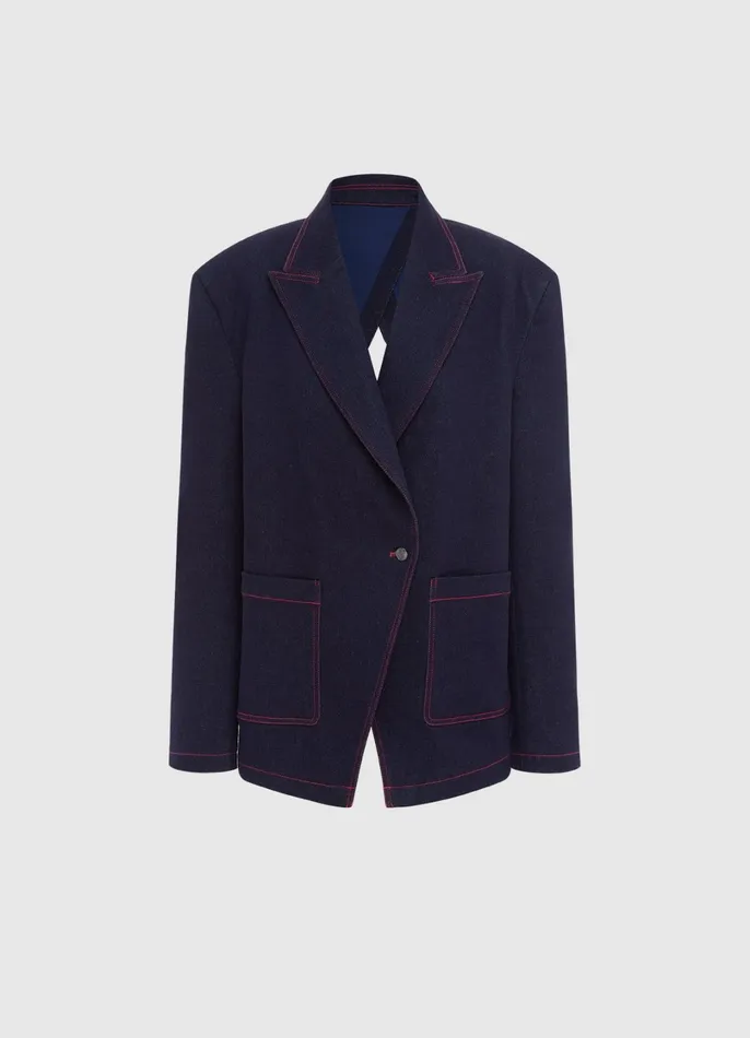 Coats and Jackets Women LEO LIN Jocelyn Denim Split Blazer 8211 Indigo