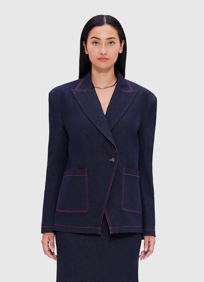 Coats and Jackets Women LEO LIN Jocelyn Denim Split Blazer 8211 Indigo