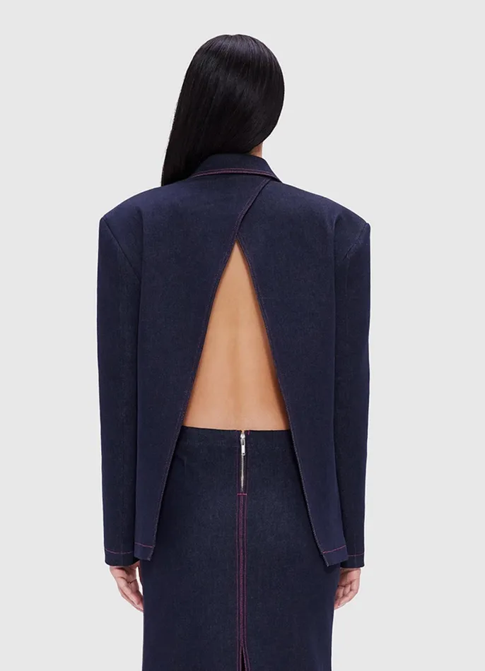 Coats and Jackets Women LEO LIN Jocelyn Denim Split Blazer 8211 Indigo