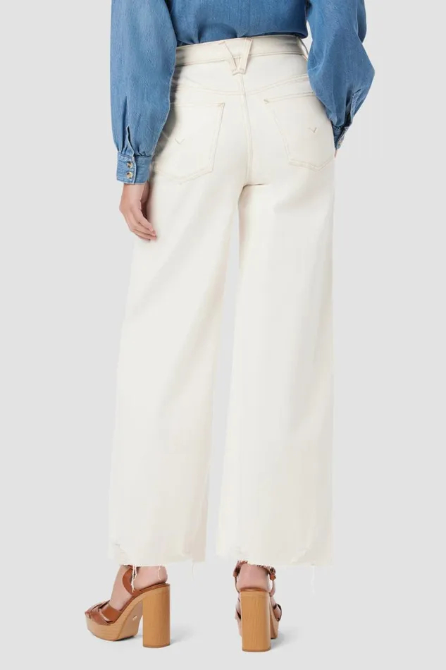 Cropped Women Hudson Jeans James HighRise Wide Leg Crop Jean Ecru Destructed Hem Cropped Women Hudson Jeans James HighRise Wide Leg Crop Jean Ecru Destructed Hem