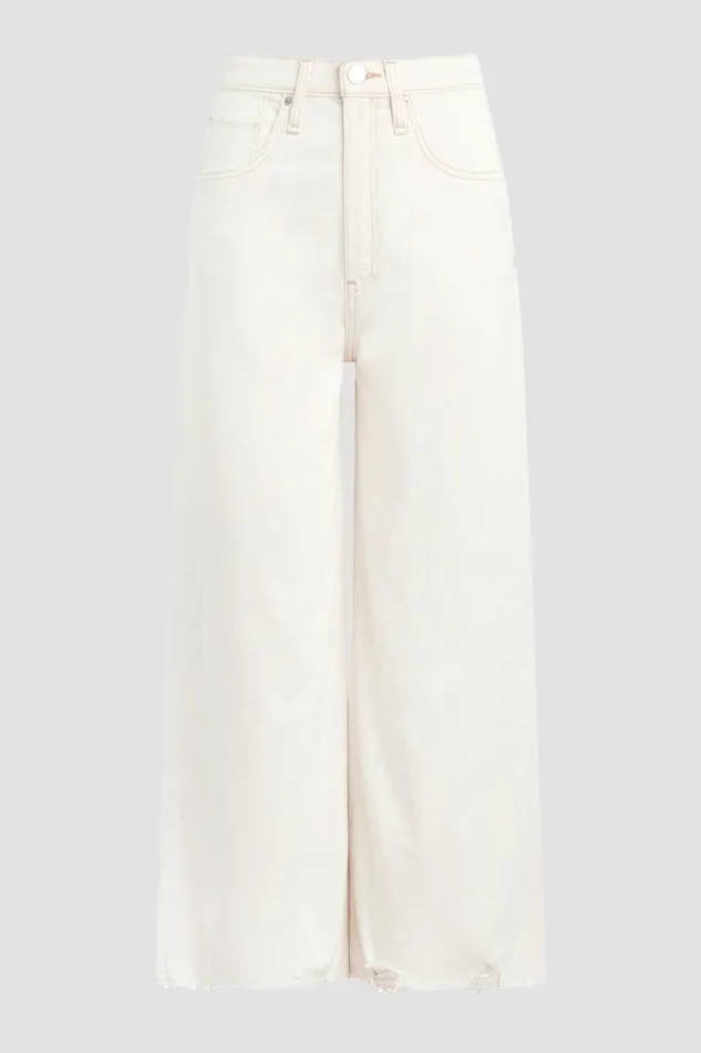 Cropped Women Hudson Jeans James HighRise Wide Leg Crop Jean Ecru Destructed Hem Cropped Women Hudson Jeans James HighRise Wide Leg Crop Jean Ecru Destructed Hem