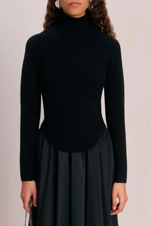 Cult Gaia Belle Knit Turtleneck Black Women Knits