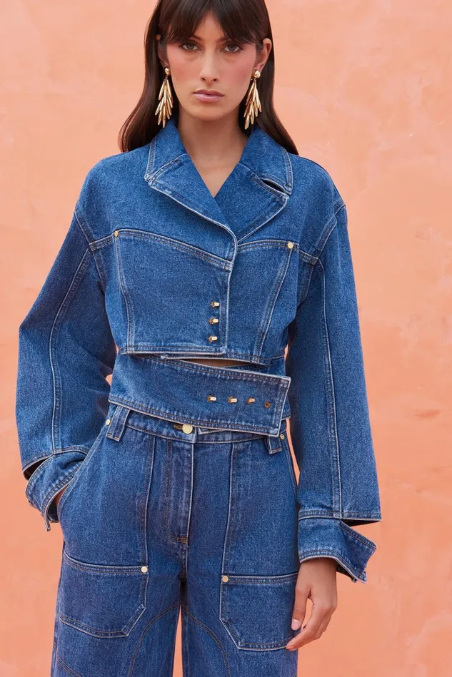 Cult Gaia Georgia Jacket Indigo Women Outerwear
