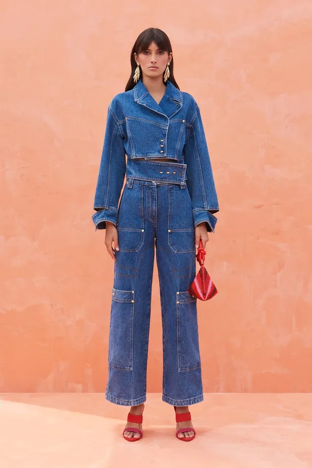 Cult Gaia Georgia Jacket Indigo Women Outerwear Cult Gaia Georgia Jacket Indigo Women Outerwear