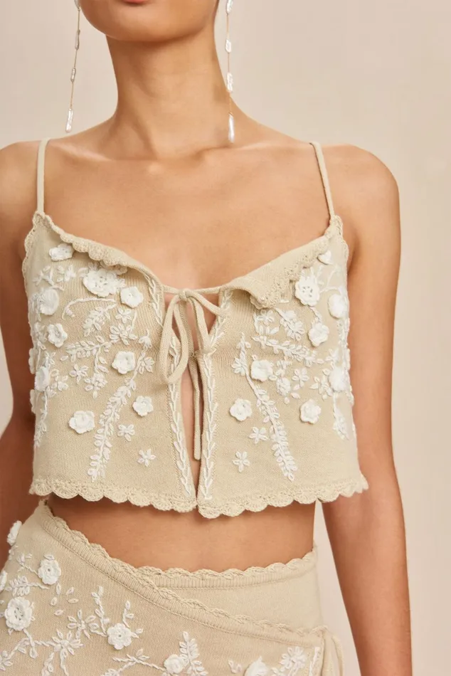 Cult Gaia Tiffanie Knit Top Beach Combo Women Knits