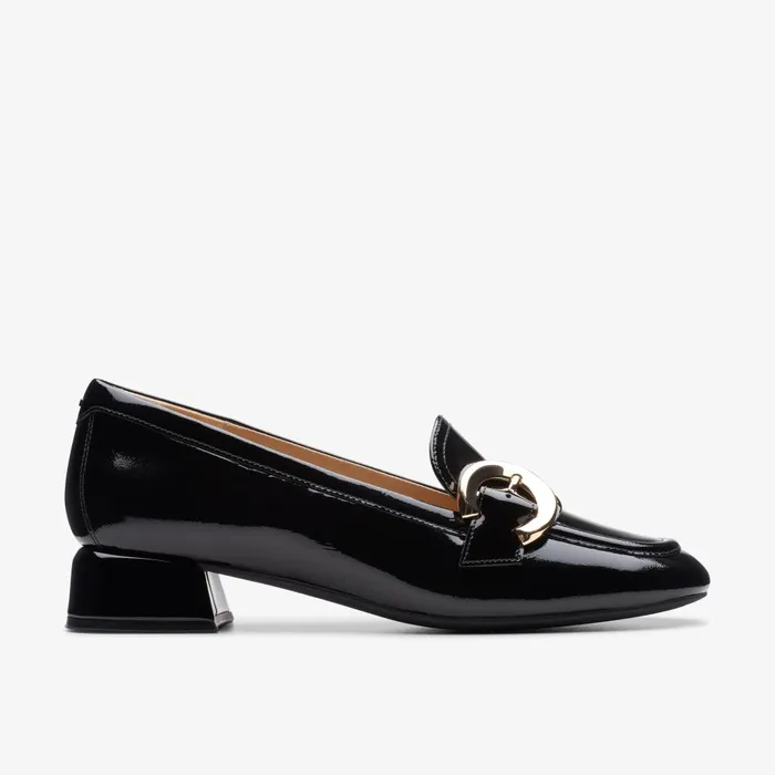 Daiss 30 Trim Black Patent Women Clarks Loafers and Oxfords
