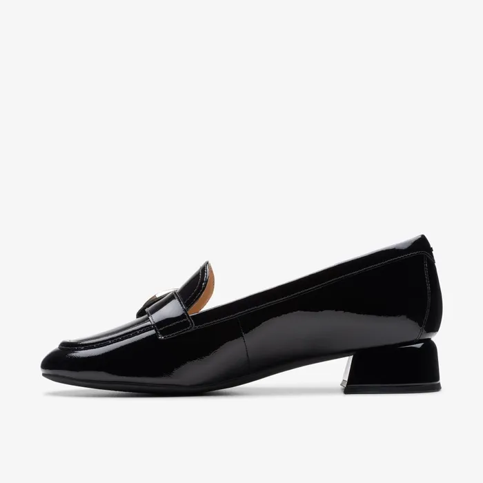 Daiss 30 Trim Black Patent Women Clarks Loafers and Oxfords