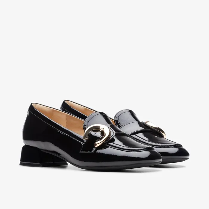 Daiss 30 Trim Black Patent Women Clarks Loafers and Oxfords