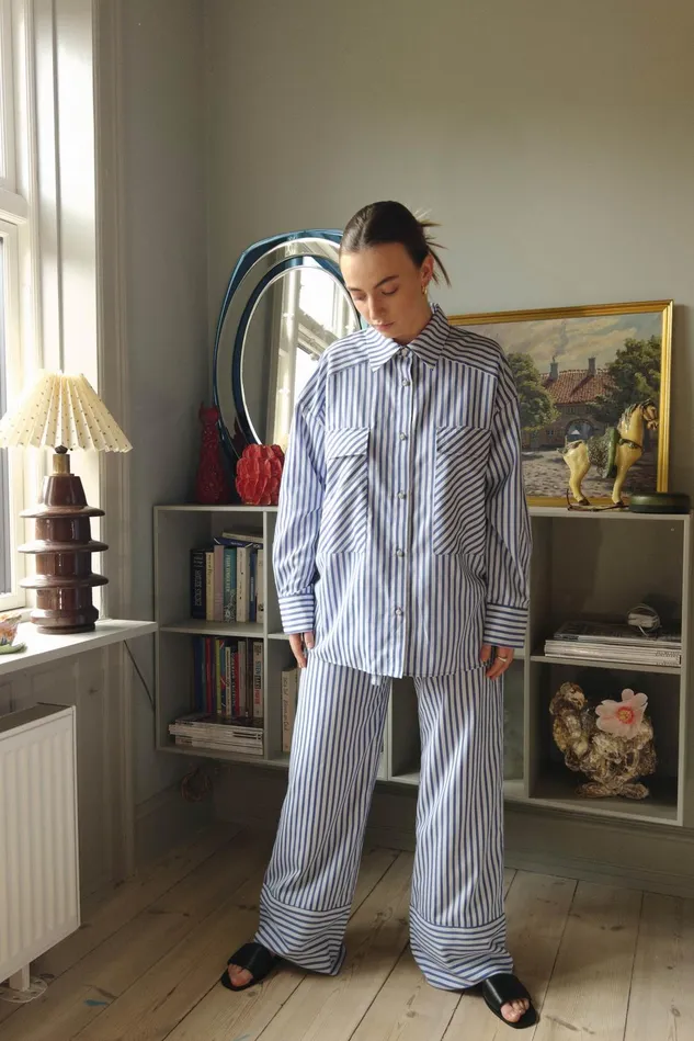 Day Pants 8211 Dark Blue Stripe Women Cras Trousers