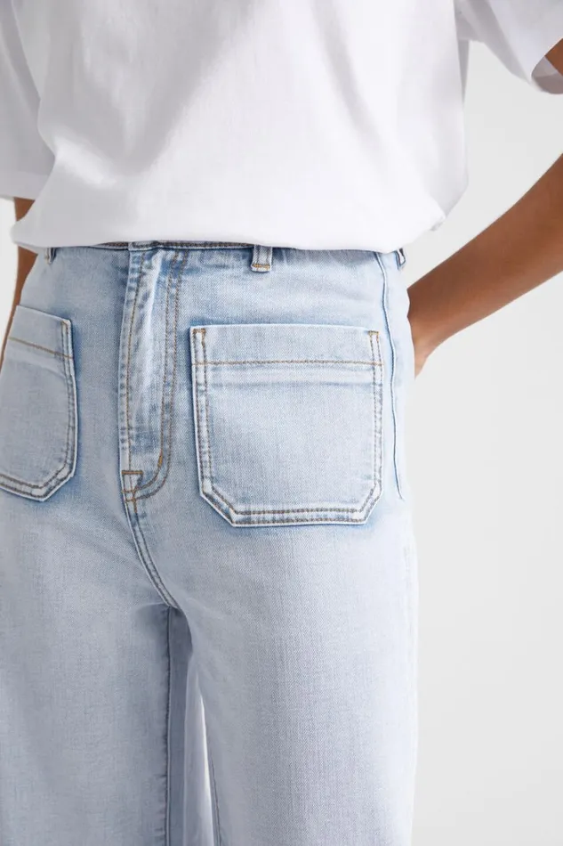 Denim Woman Seed Heritage Core Wide Leg Pocket Jean Pacific Wash