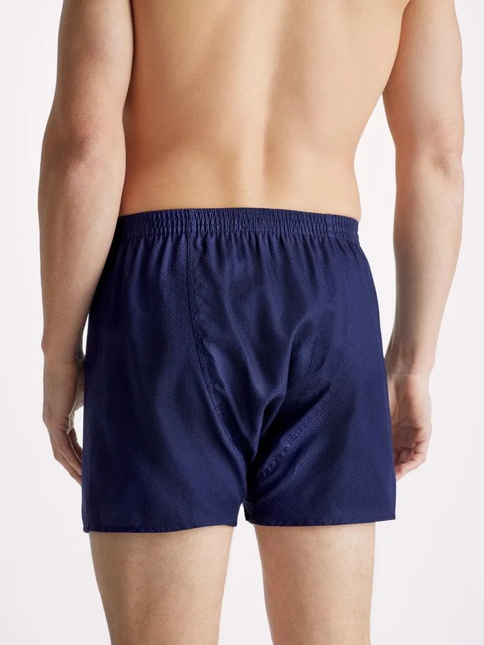 Derek Rose Classic Fit Boxers Lombard 6 Cotton Jacquard Navy Men Classic Fit Boxer Shorts