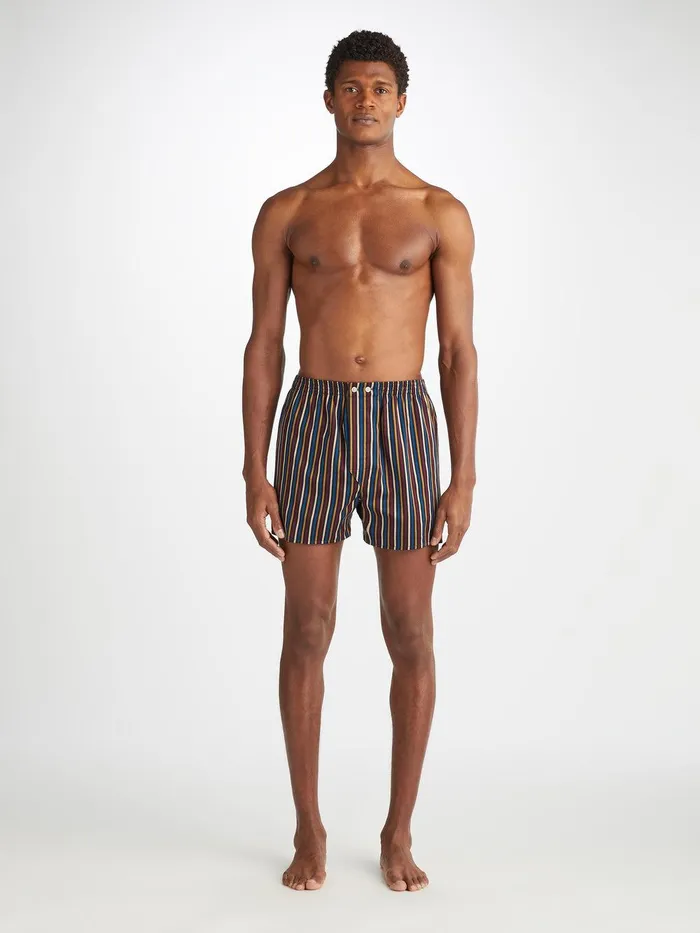 Derek Rose Classic Fit Boxers Wellington 57 Cotton Navy Men Classic Fit Boxer Shorts