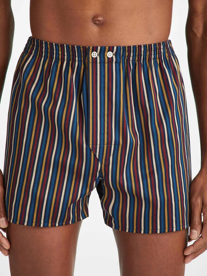 Derek Rose Classic Fit Boxers Wellington 57 Cotton Navy Men Classic Fit Boxer Shorts