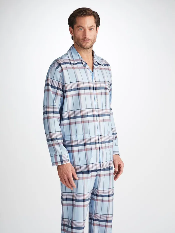 Derek Rose Classic Fit Pajamas Barker 38 Cotton Blue Men Classic Fit Pajamas