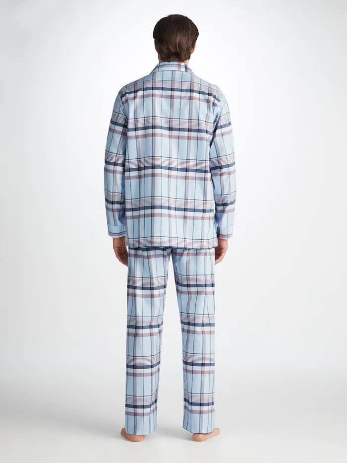Derek Rose Classic Fit Pajamas Barker 38 Cotton Blue Men Classic Fit Pajamas