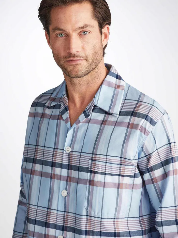 Derek Rose Classic Fit Pajamas Barker 38 Cotton Blue Men Classic Fit Pajamas