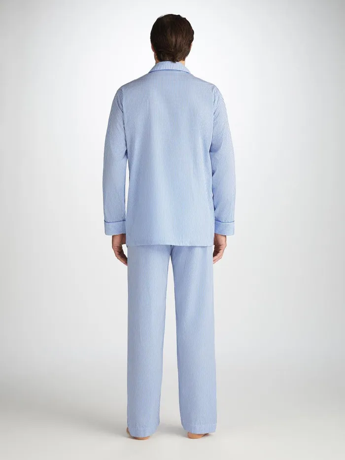 Derek Rose Classic Fit Pajamas James Cotton Blue Men Long Pajamas