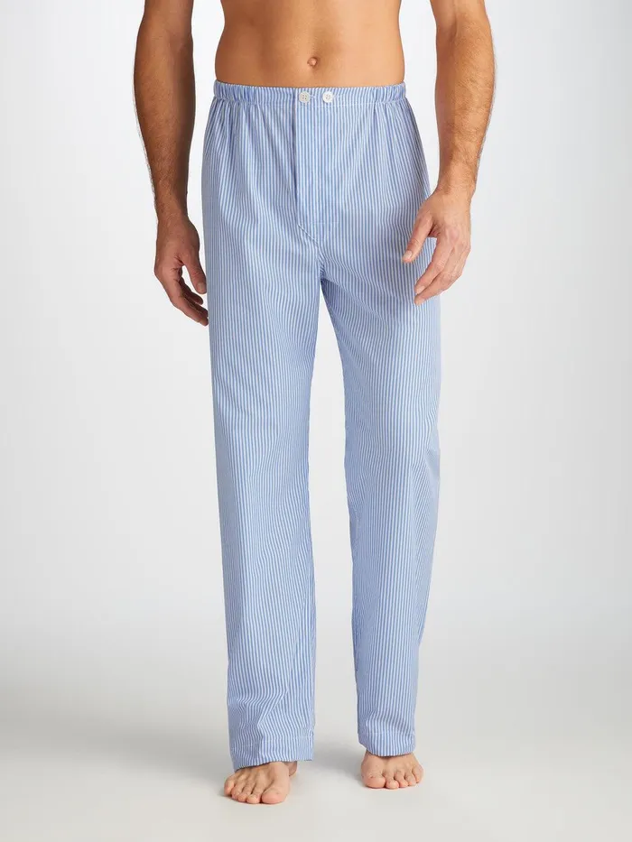 Derek Rose Classic Fit Pajamas James Cotton Blue Men Long Pajamas