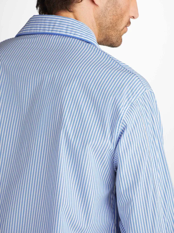 Derek Rose Classic Fit Pajamas James Cotton Blue Men Long Pajamas