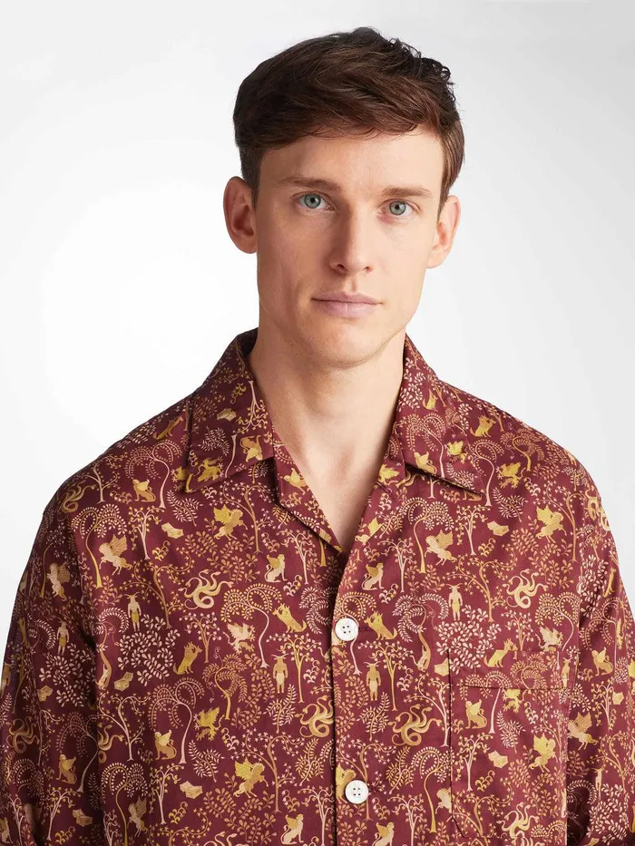 Derek Rose Classic Fit Pajamas Ledbury 74 Cotton Batiste Burgundy Men Classic Fit Pajamas Derek Rose Classic Fit Pajamas Ledbury 74 Cotton Batiste Burgundy Men Classic Fit Pajamas