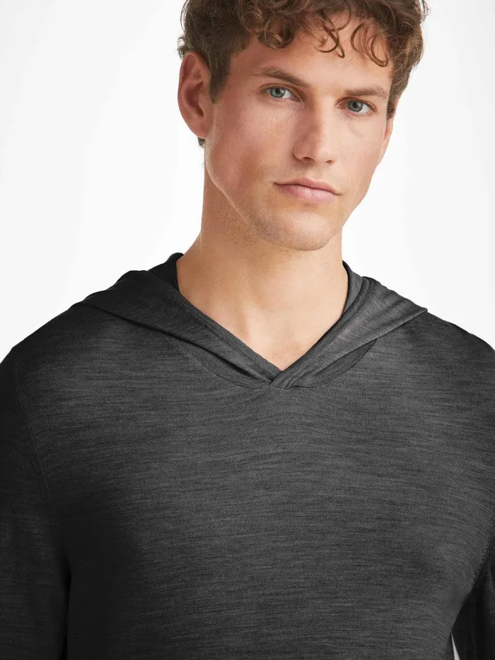 Derek Rose Hoodie Orson Merino Wool Charcoal Men Merino Sweaters and Hoodies