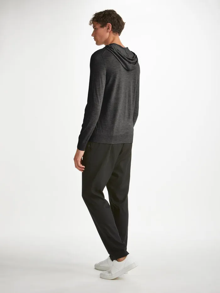 Derek Rose Hoodie Orson Merino Wool Charcoal Men Merino Sweaters and Hoodies