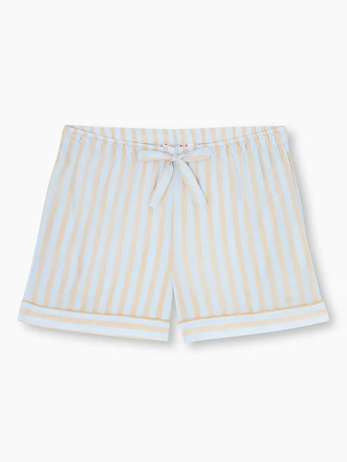 Derek Rose Lounge Shorts Amalfi 20 Cotton Batiste Blue Women Lounge Shorts