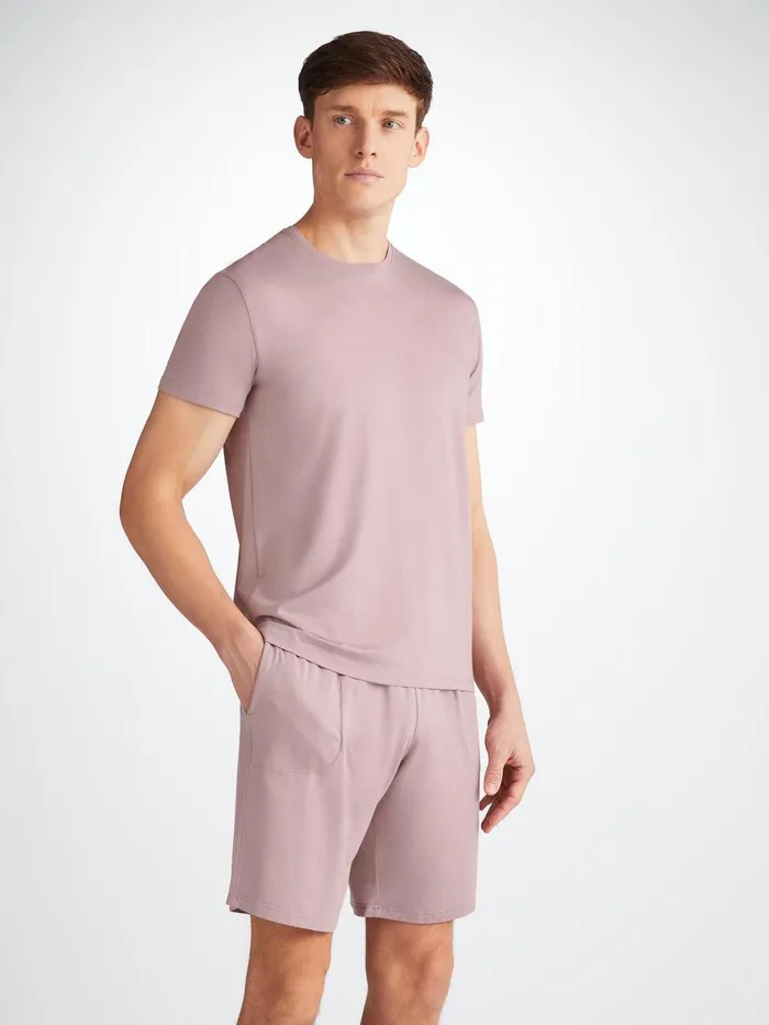 Derek Rose Lounge Shorts Basel Micro Modal Stretch Mauve Men Lounge Shorts