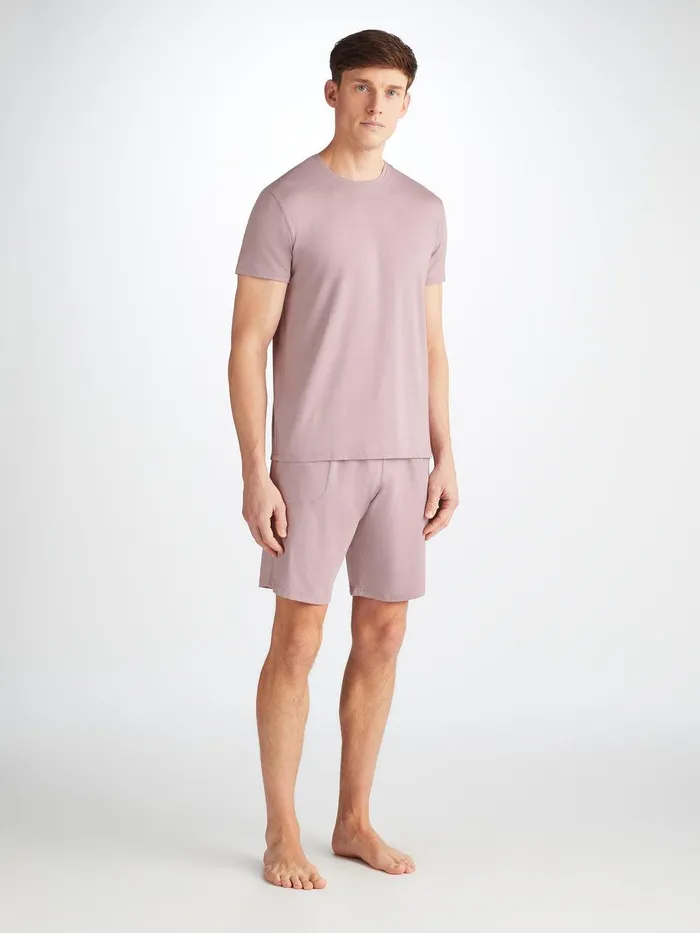 Derek Rose Lounge Shorts Basel Micro Modal Stretch Mauve Men Lounge Shorts