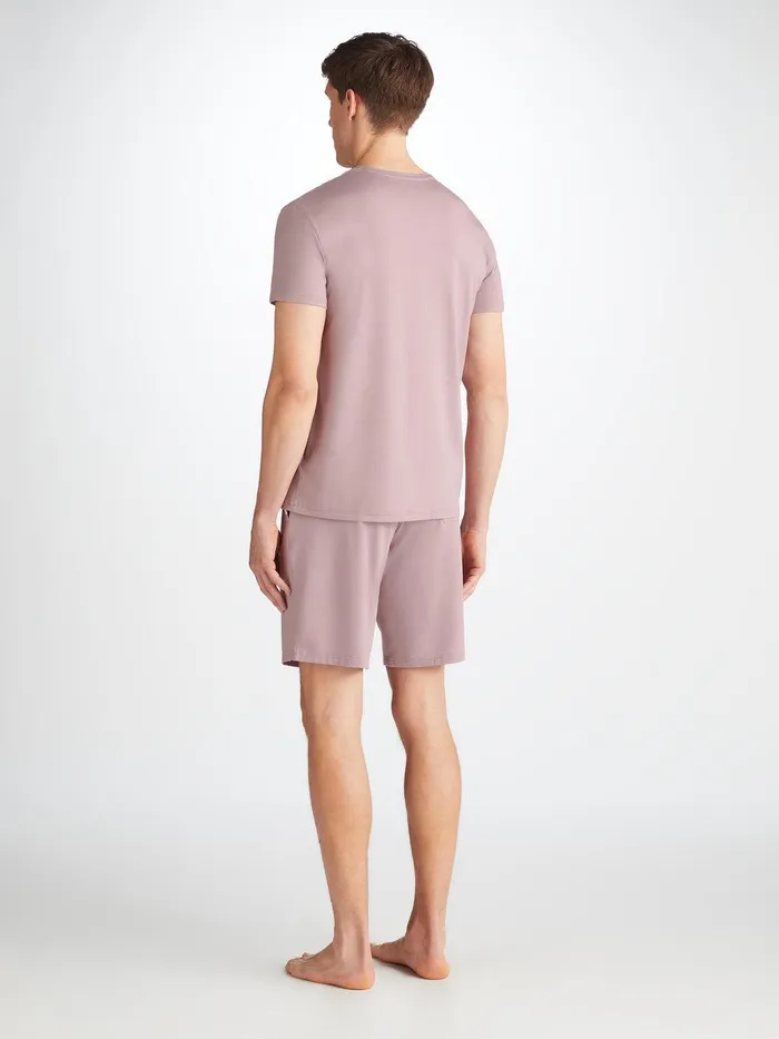 Derek Rose Lounge Shorts Basel Micro Modal Stretch Mauve Men Lounge Shorts