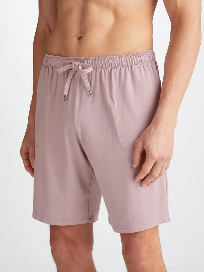 Derek Rose Lounge Shorts Basel Micro Modal Stretch Mauve Men Lounge Shorts