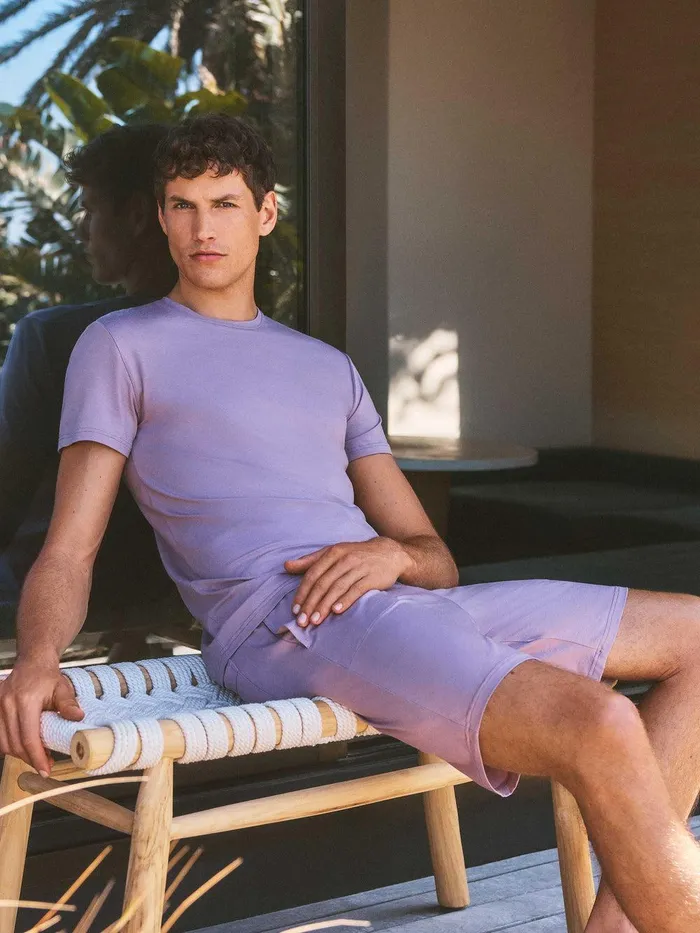 Derek Rose Lounge Shorts Basel Micro Modal Stretch Mauve Men Lounge Shorts