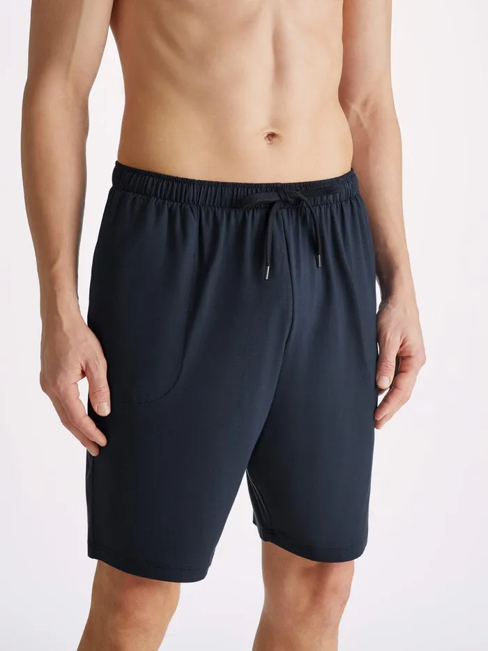 Derek Rose Lounge Shorts Basel Micro Modal Stretch Navy Men Lounge Shorts