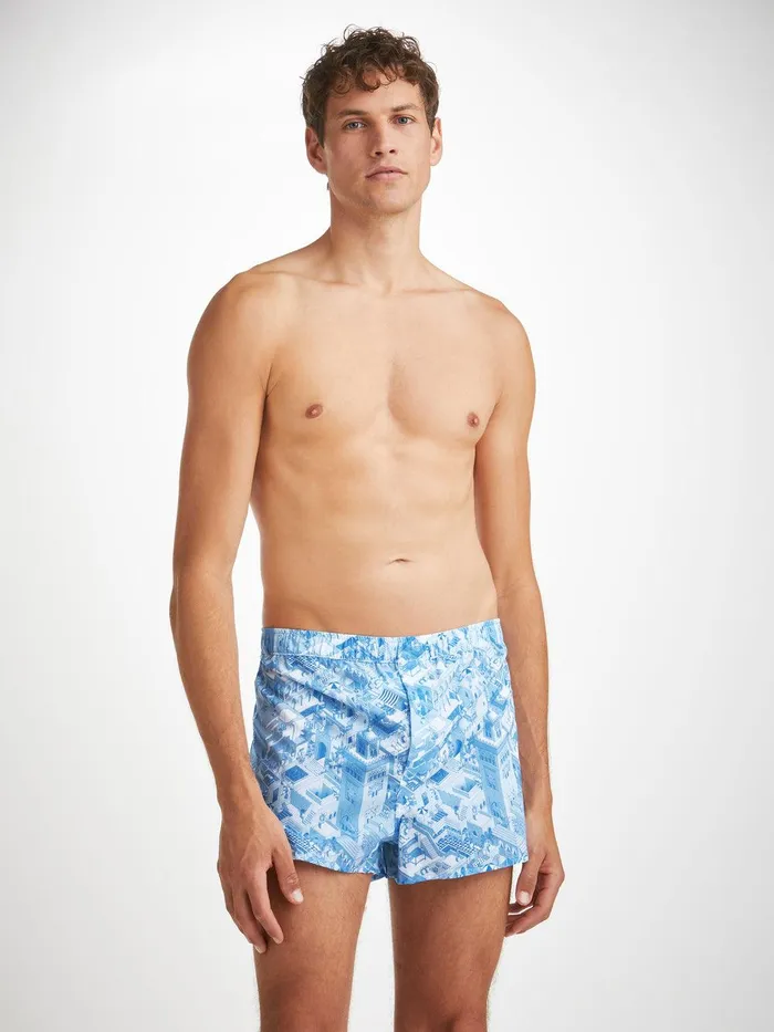 Derek Rose Modern Fit Boxers Ledbury 70 Cotton Batiste Blue Men Modern Fit Boxer Shorts Derek Rose Modern Fit Boxers Ledbury 70 Cotton Batiste Blue Men Modern Fit Boxer Shorts