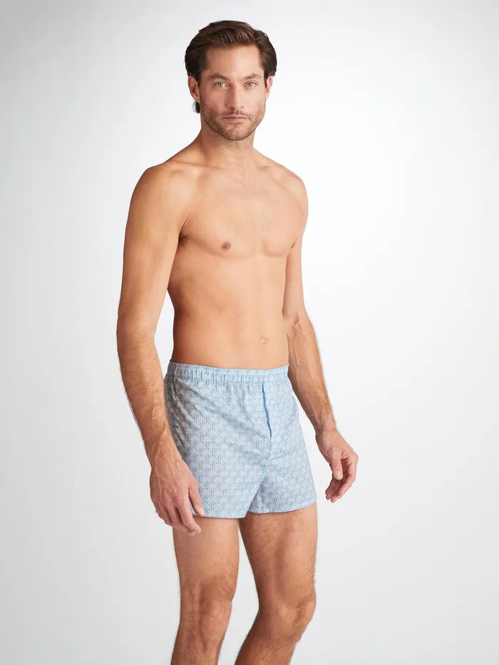 Derek Rose Modern Fit Boxers Ledbury 72 Cotton Batiste Blue Men Modern Fit Boxer Shorts Derek Rose Modern Fit Boxers Ledbury 72 Cotton Batiste Blue Men Modern Fit Boxer Shorts