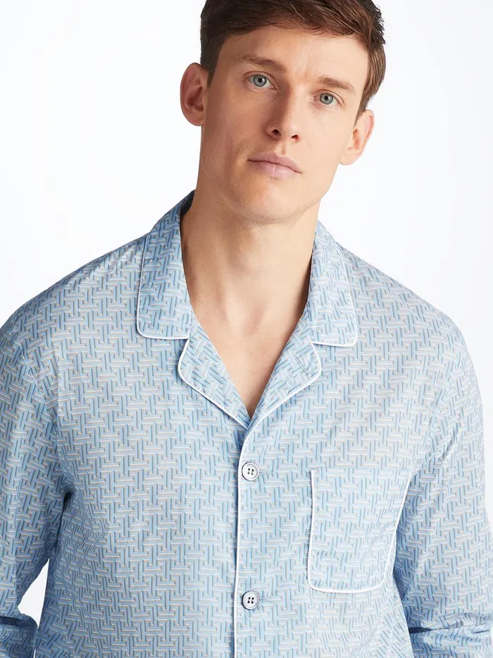 Derek Rose Modern Fit Pajamas Ledbury 72 Cotton Batiste Blue Men Cotton Pajamas Derek Rose Modern Fit Pajamas Ledbury 72 Cotton Batiste Blue Men Cotton Pajamas
