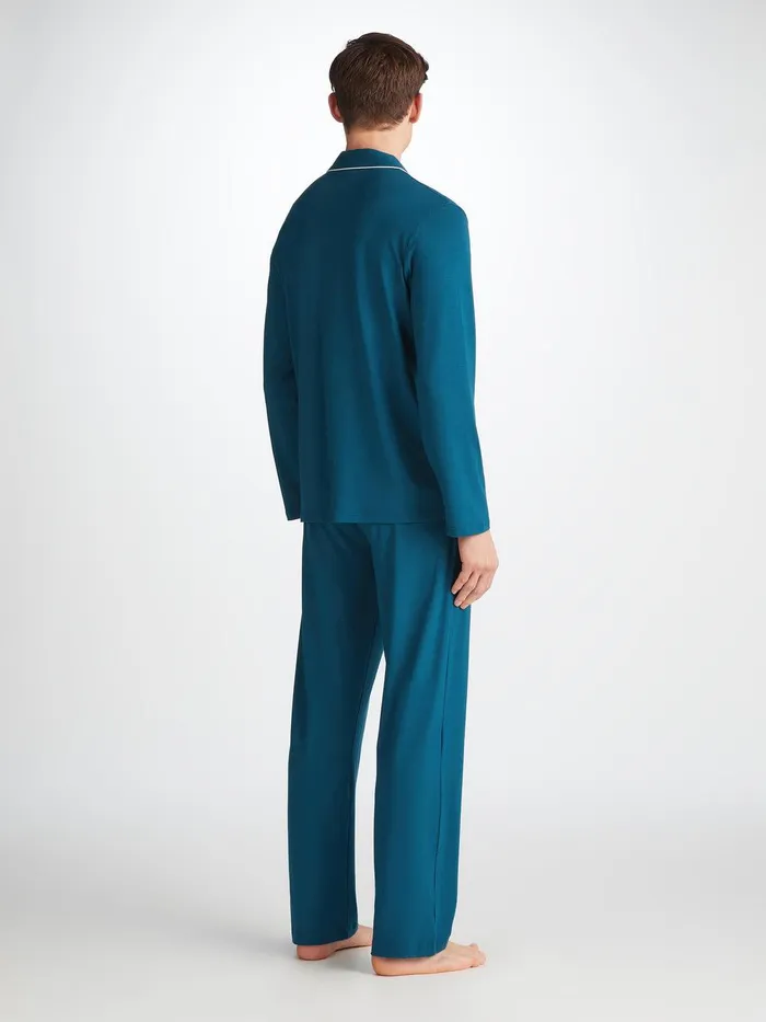Derek Rose Pajamas Basel Micro Modal Stretch Poseidon Blue Men Jersey Pajamas