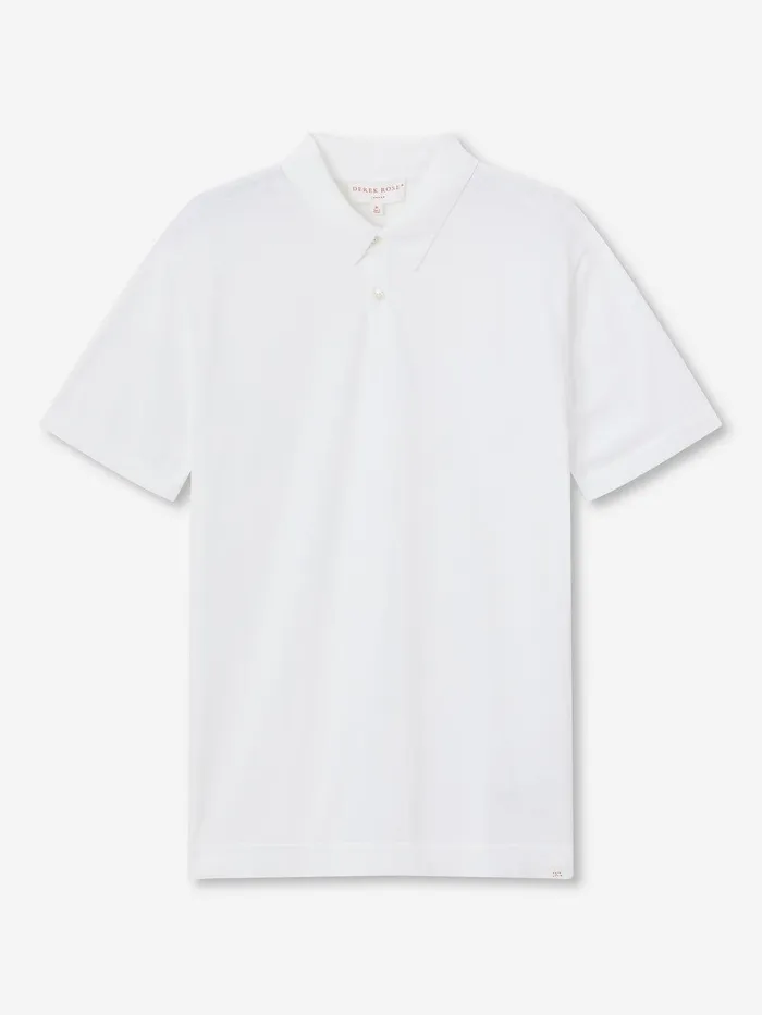 Derek Rose Polo Shirt Jacob Sea Island Cotton White Men Sea Island Cotton Polo Shirts