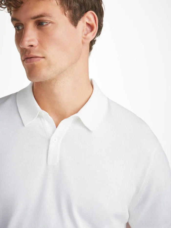 Derek Rose Polo Shirt Jacob Sea Island Cotton White Men Sea Island Cotton Polo Shirts