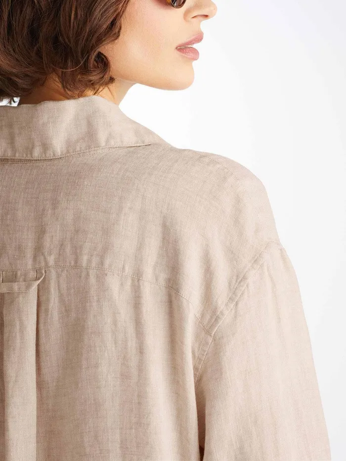 Derek Rose Shirt Sicily Linen Sand Women Casual Shirts