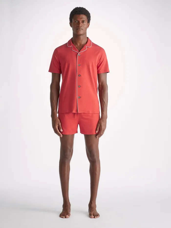 Derek Rose Short Pajamas Basel Micro Modal Stretch Paprika Men Jersey Pajamas