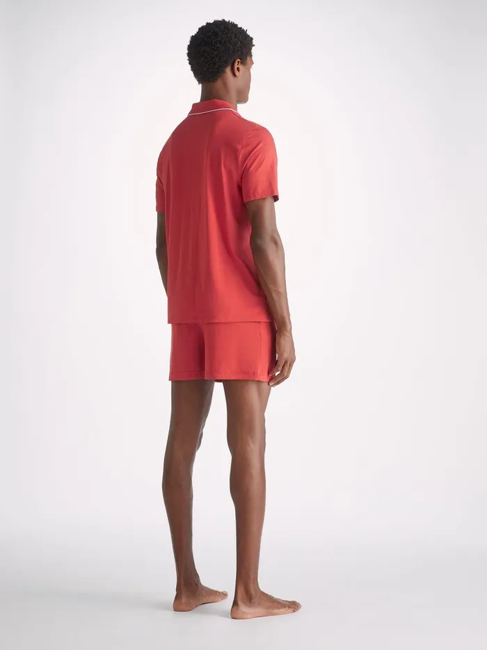 Derek Rose Short Pajamas Basel Micro Modal Stretch Paprika Men Jersey Pajamas