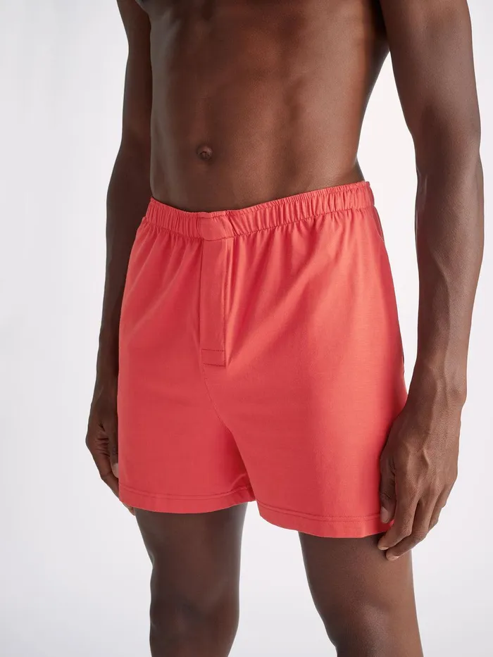Derek Rose Short Pajamas Basel Micro Modal Stretch Paprika Men Jersey Pajamas
