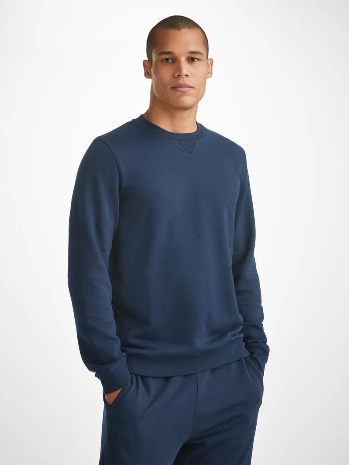 Derek Rose Sweatshirt Quinn Cotton Modal Navy Men Sweatshirts
