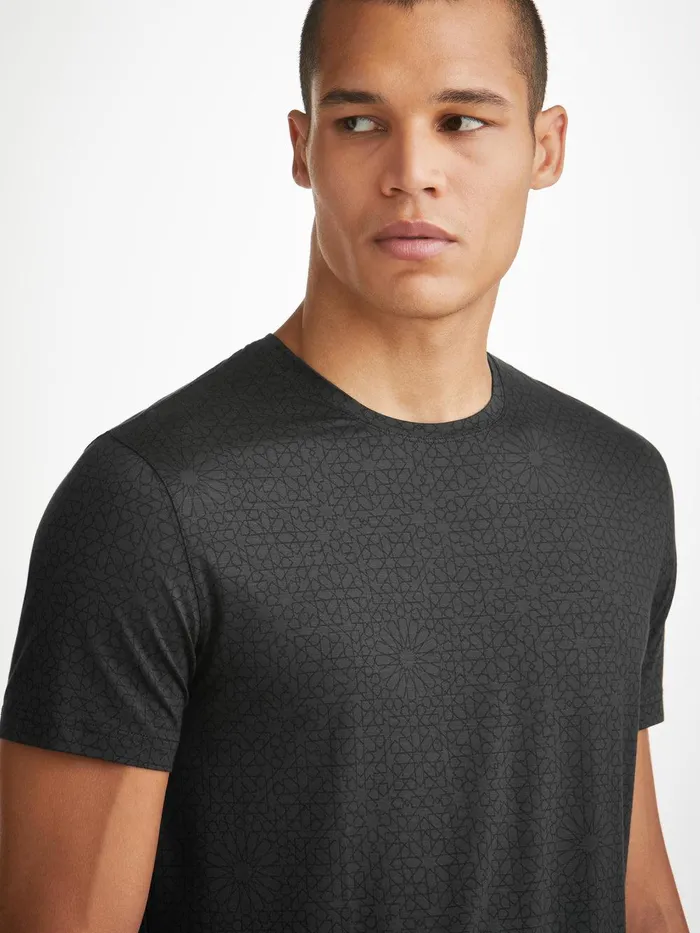 Derek Rose TShirt London 12 Micro Modal Black Men Short Sleeve TShirts